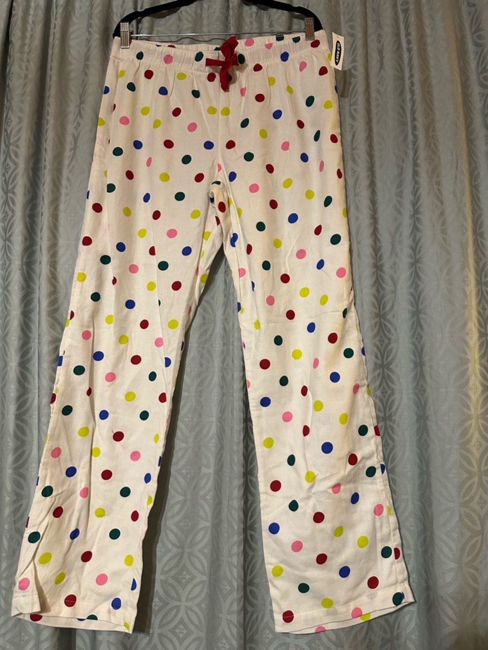 Old Navy Women M Pajama Pant Colorful Polka Dot Elastic Waist Drawstring Pull On